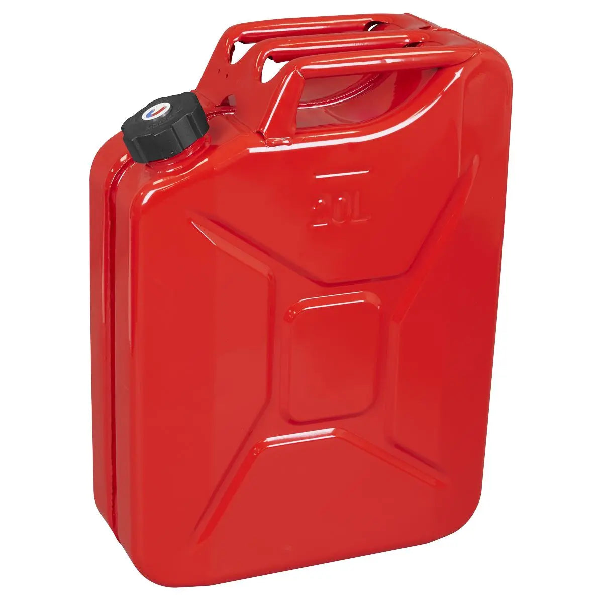 Sealey Screw Cap Metal Jerry Can 20L - Red  White Rose Tools