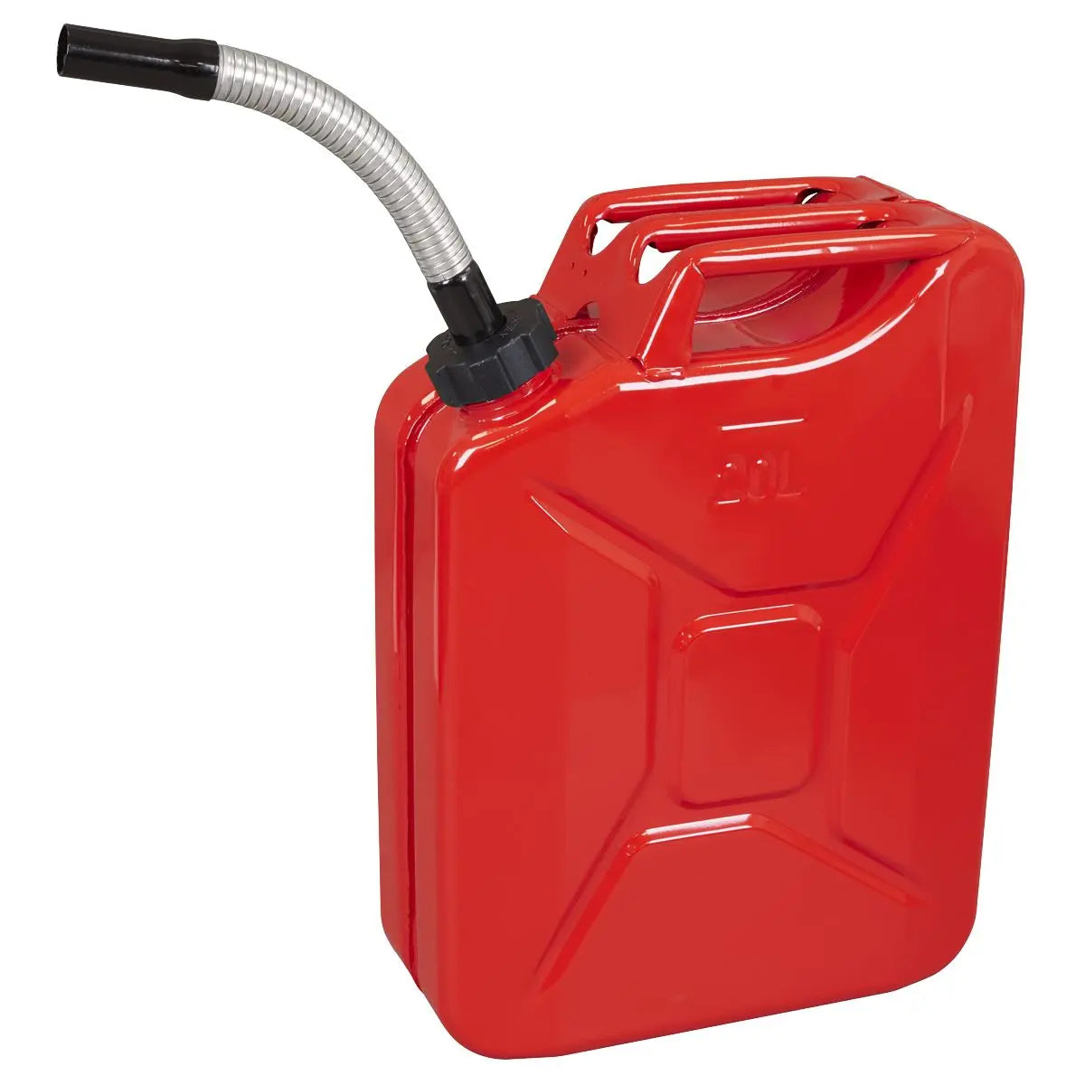 Sealey Screw Cap Metal Jerry Can 20L - Red  White Rose Tools