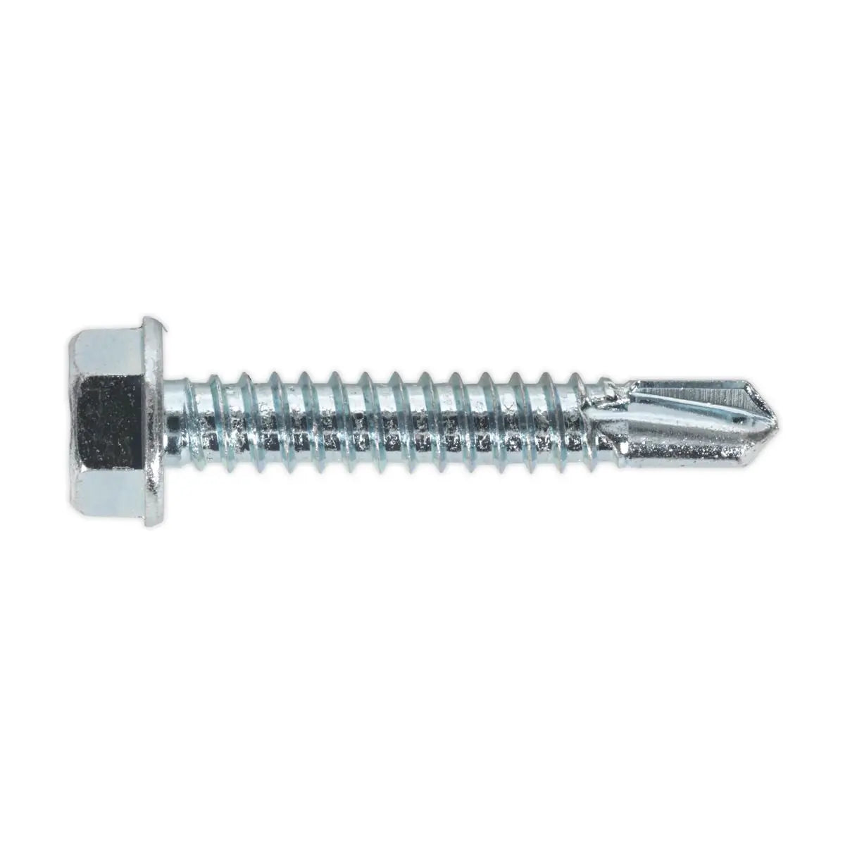 Sealey Self-Drilling Screw 6.3 x 38mm Hex Head Zinc Pack of 100 