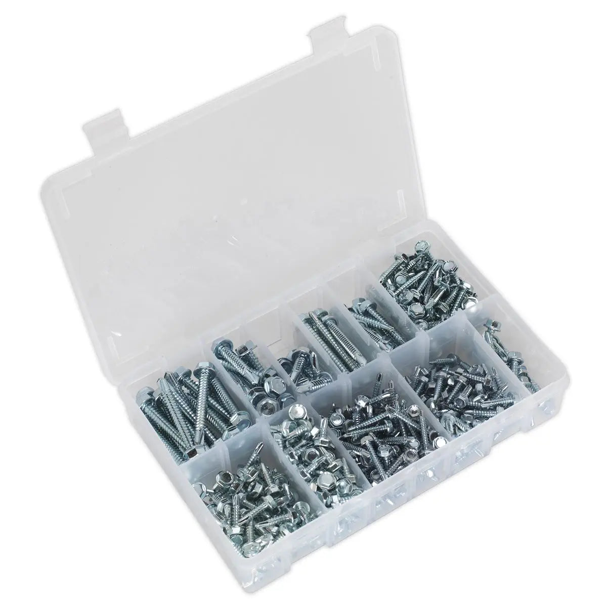 Sealey Self-Drilling Screw Assortment 410pc Hex Head Zinc 