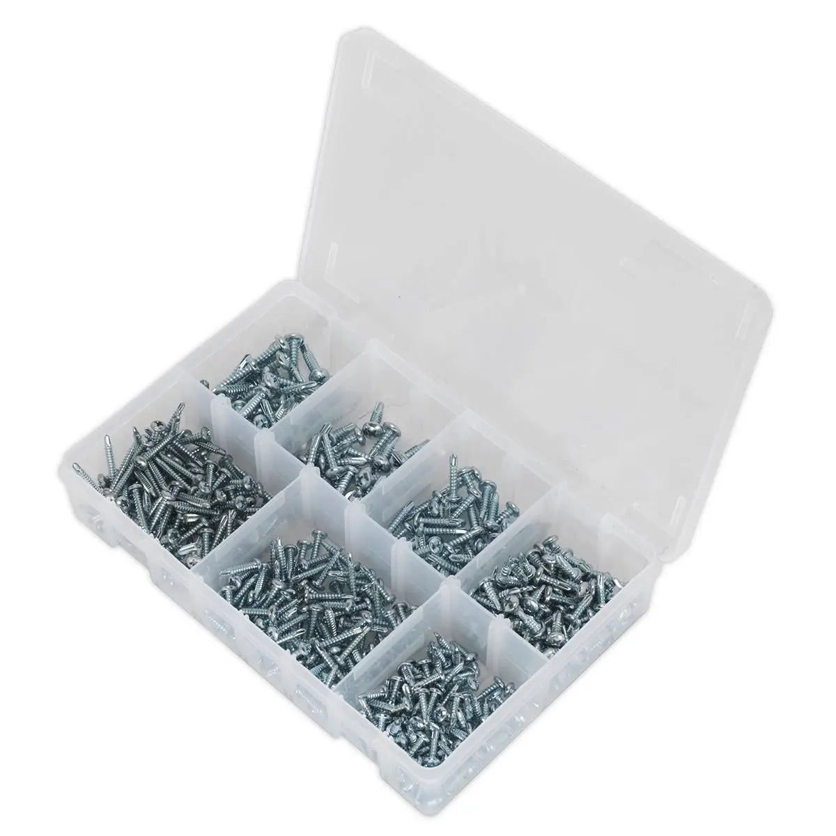 Sealey Self-Drilling Screw Assortment 500pc Pan Head Phillips Zinc 