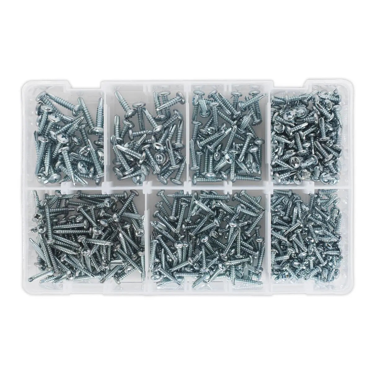 Sealey Self-Drilling Screw Assortment 500pc Pan Head Phillips Zinc 
