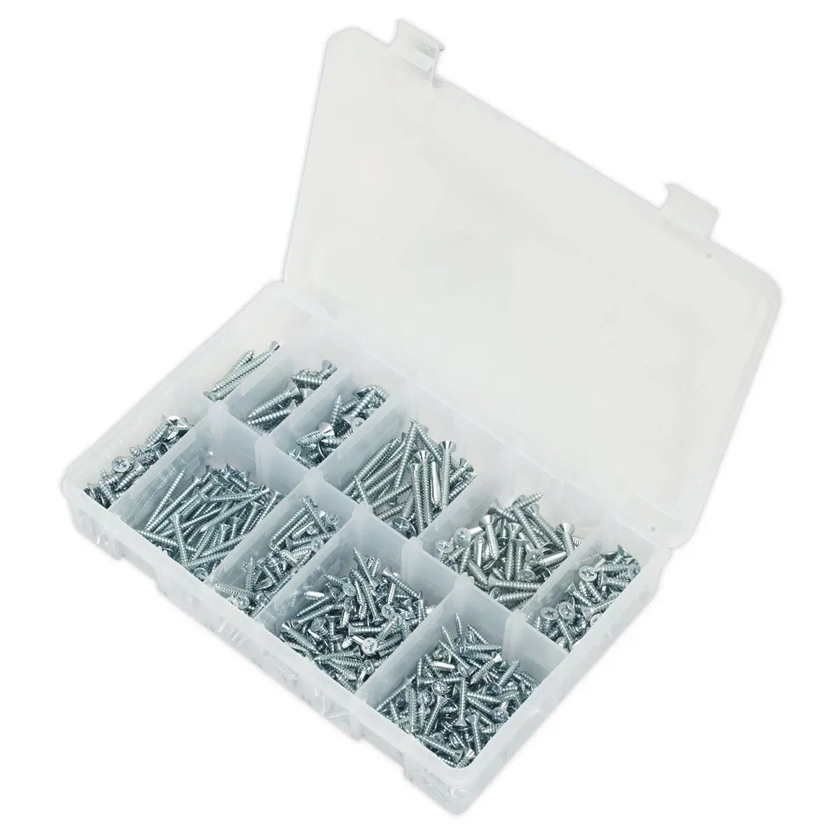 Sealey Self-Tapping Screw Assortment 600pc Countersunk Pozi Zinc 