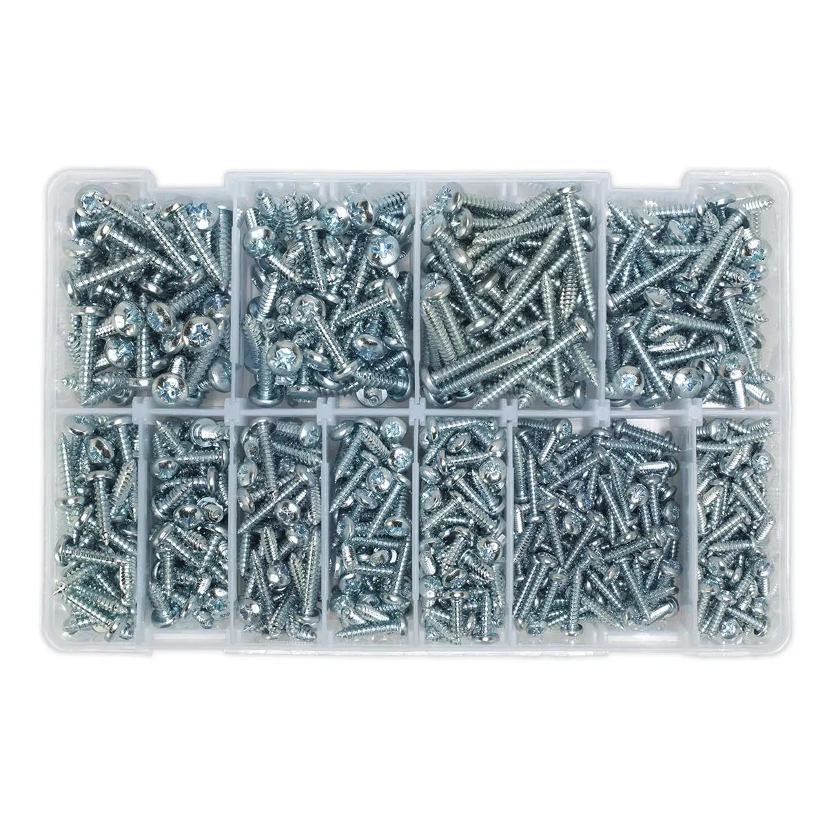 Sealey Self-Tapping Screw Assortment DIN 7981CZ 700pc Pan Head Pozi Zinc 