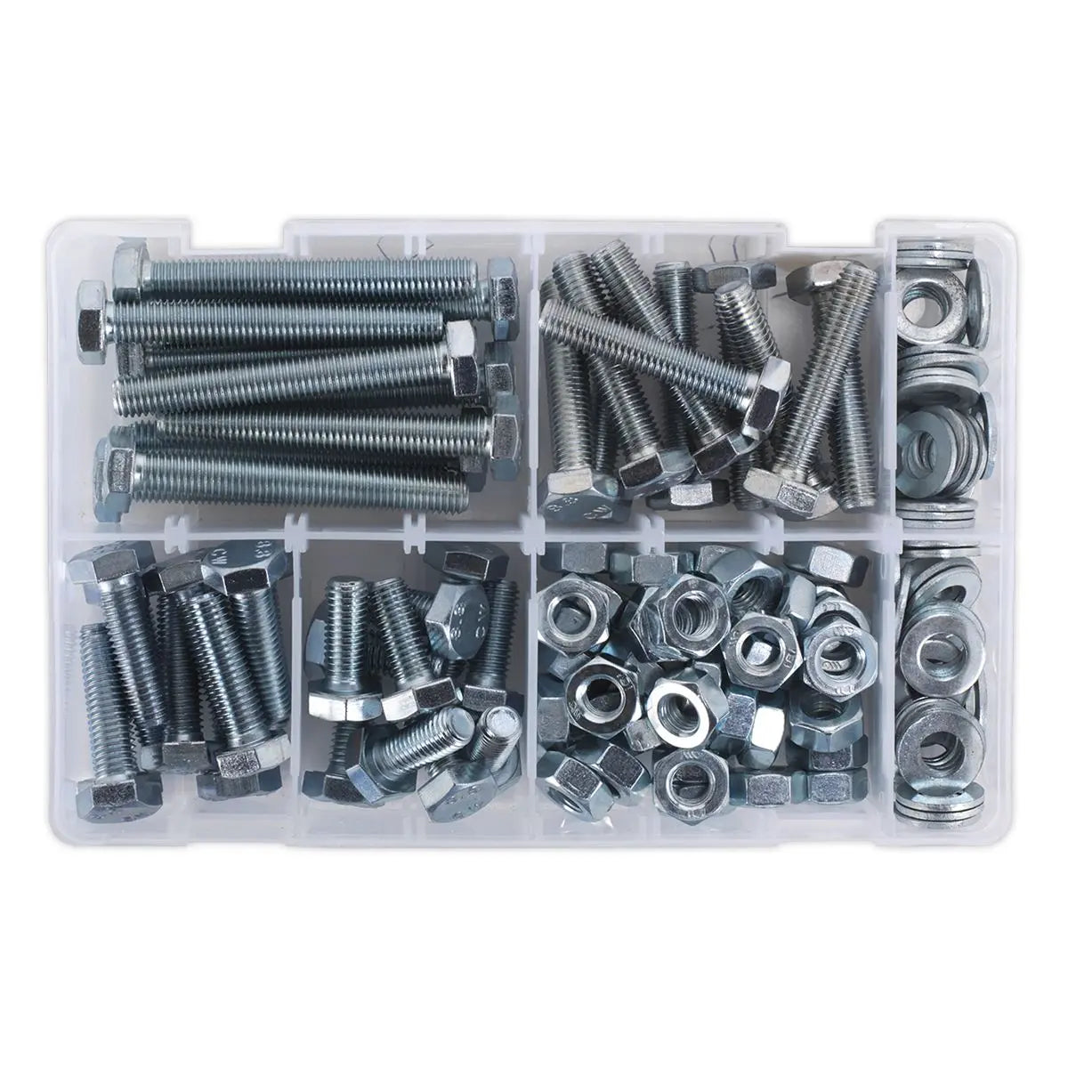 Sealey Setscrew, Nut & Washer Assortment 150pc High Tensile M10 Metric 
