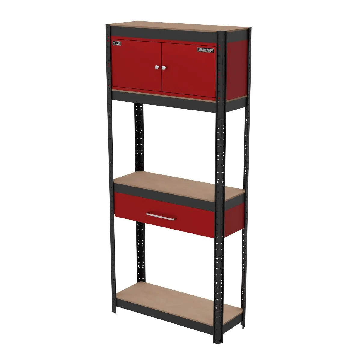 Sealey Shelving Unit 4-Tier with Cupboard and Drawer  White Rose Tools