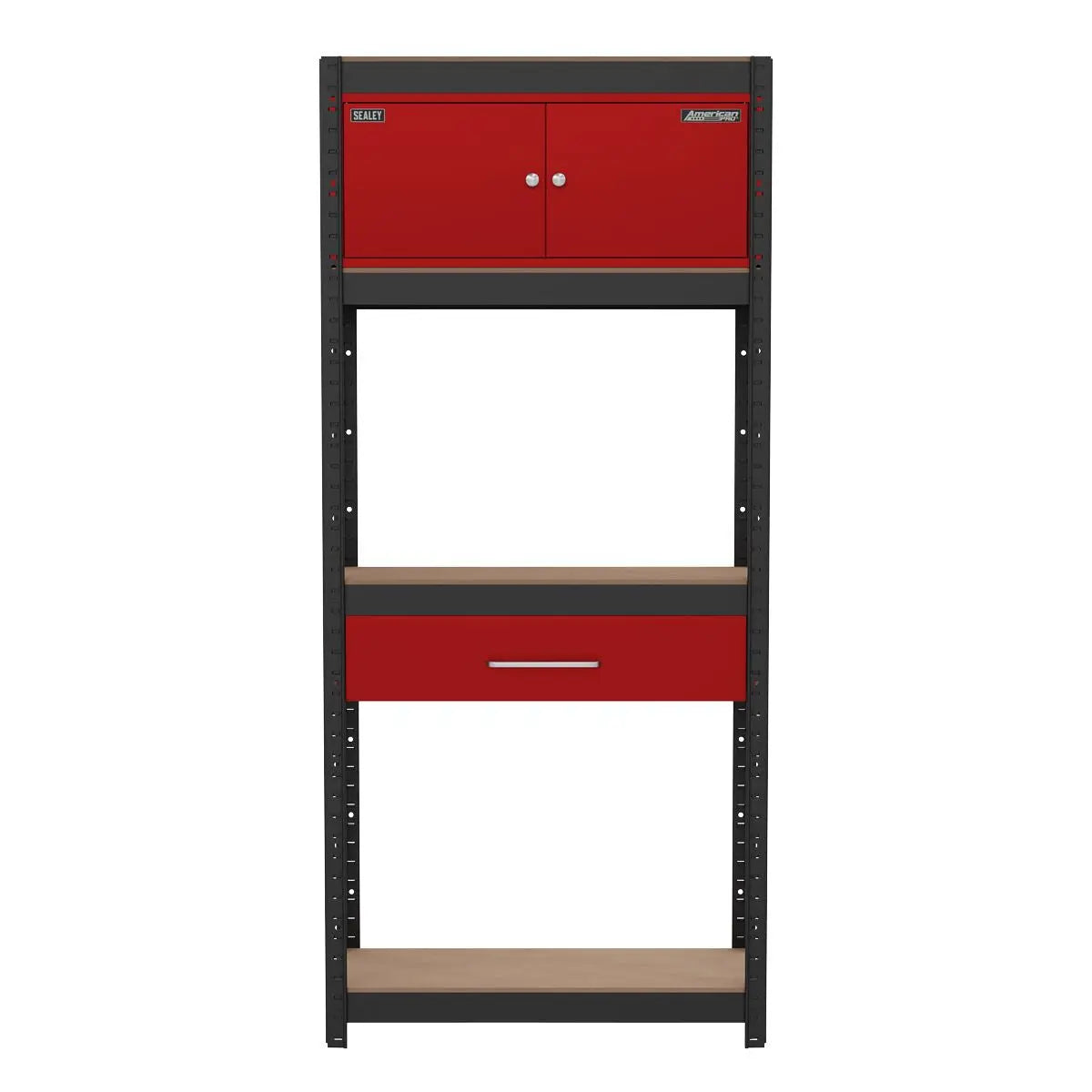Sealey Shelving Unit 4-Tier with Cupboard and Drawer  White Rose Tools