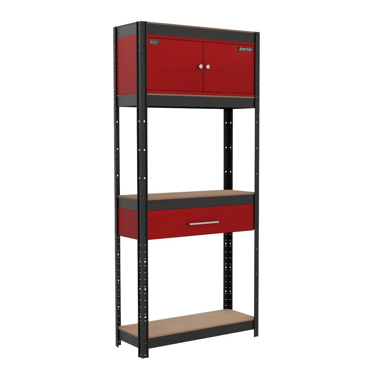 Sealey Shelving Unit 4-Tier with Cupboard and Drawer  White Rose Tools