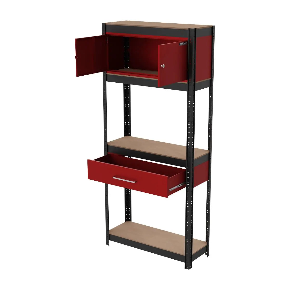 Sealey Shelving Unit 4-Tier with Cupboard and Drawer  White Rose Tools