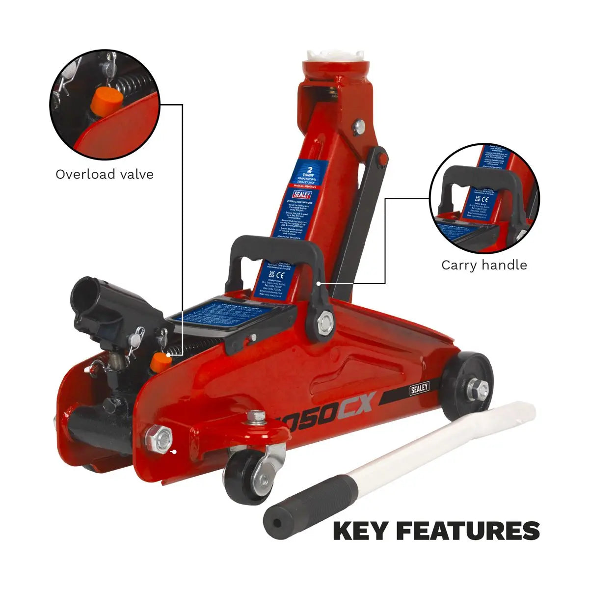 Sealey Short Chassis Trolley Jack 2 Tonne 