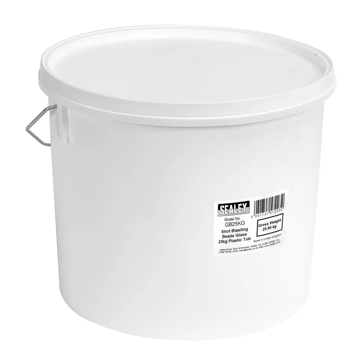 Sealey Shot Blasting Beads Glass 25kg Plastic Tub 