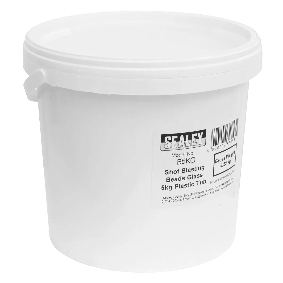 Sealey Shot Blasting Beads Glass 5kg Plastic Tub 