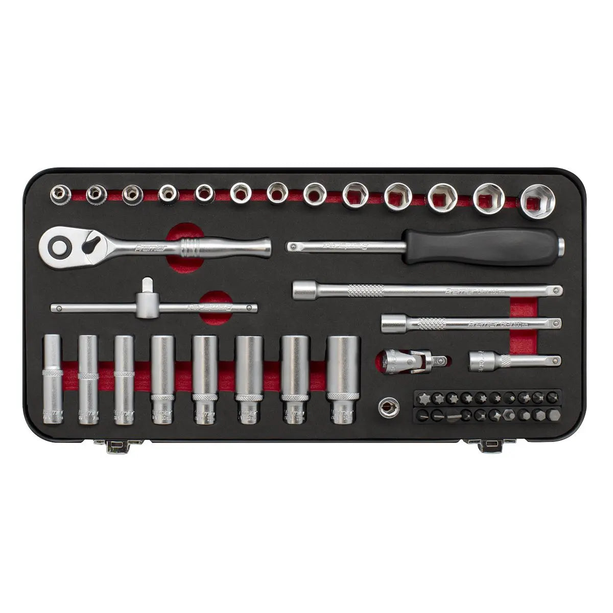 Sealey Socket Set 1/4" Drive Premier Platinum Series Vehicle Ratchet Wrench 49pc  White Rose Tools
