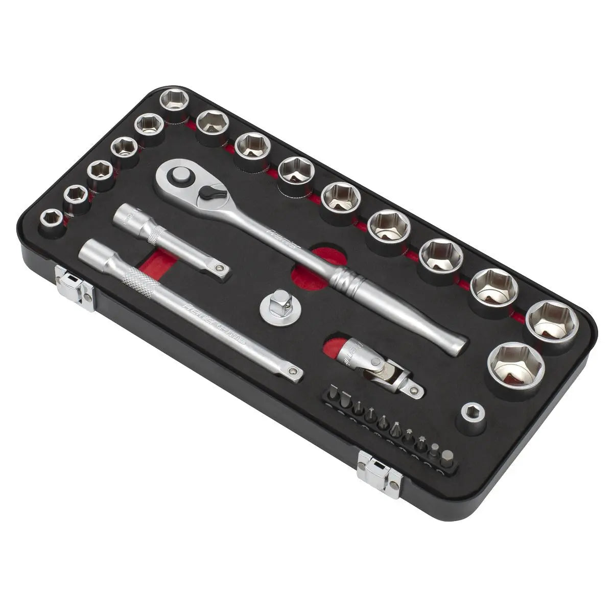Sealey Socket Set 3/8" Drive Premier Platinum Series Vehicle Ratchet Wrench 31pc  White Rose Tools