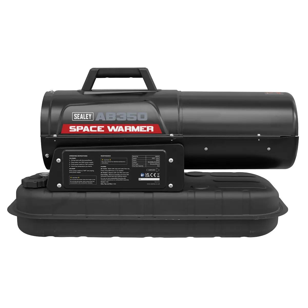 Sealey Space Warmer® Kerosene/Diesel Heater 35,000Btu/hr without Wheels 
