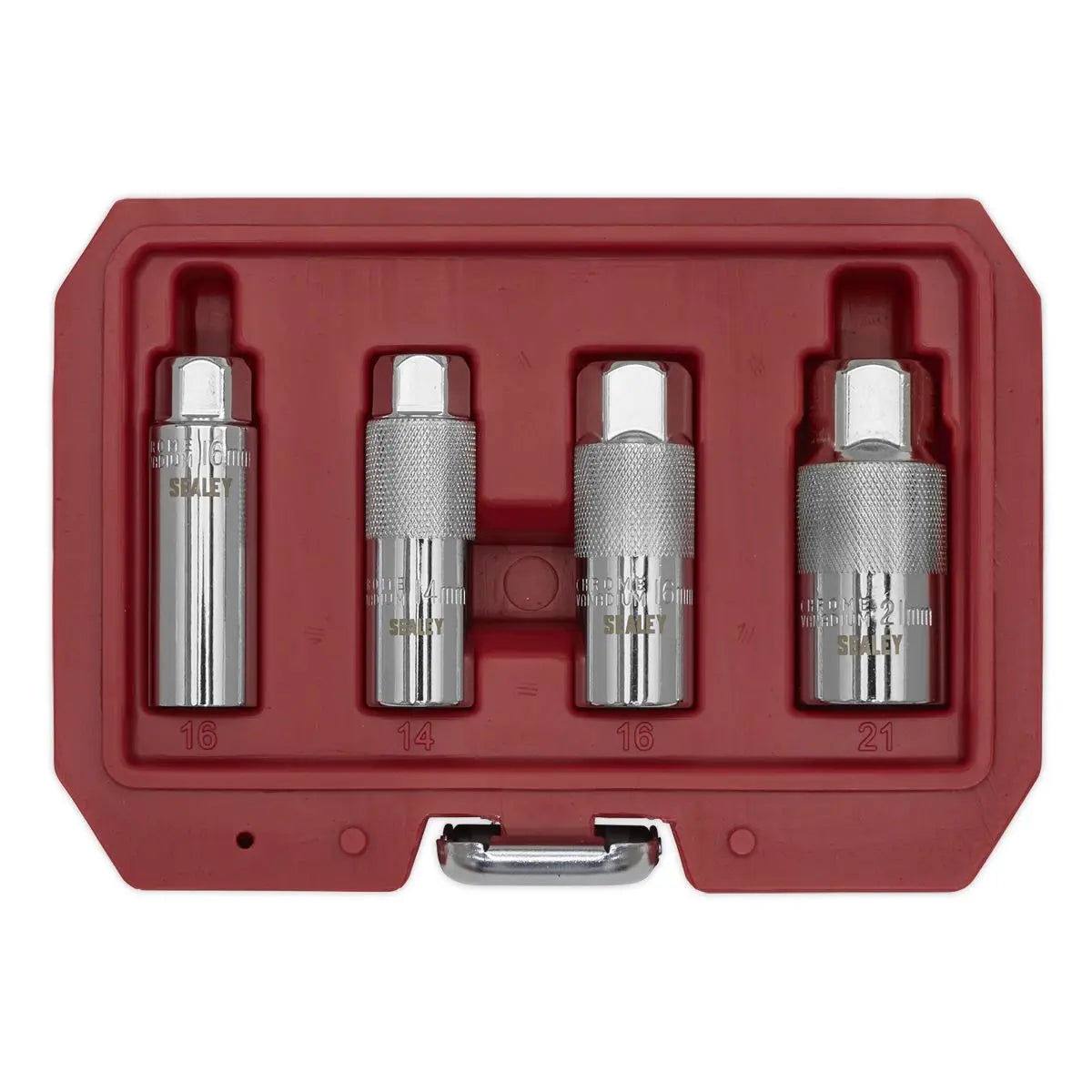 Sealey Spark Plug Socket Set 4 Piece 3/8" Drive 14mm 16mm 21mm Sockets 