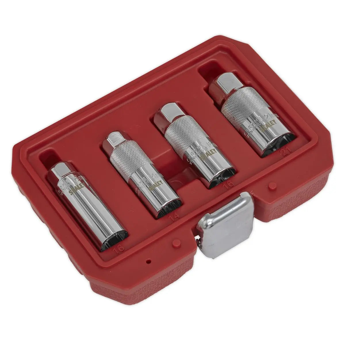Sealey Spark Plug Socket Set 4 Piece 3/8" Drive 14mm 16mm 21mm Sockets 