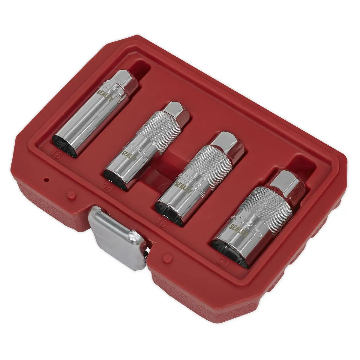 Sealey Spark Plug Socket Set 4 Piece 3/8" Drive 14mm 16mm 21mm Sockets 