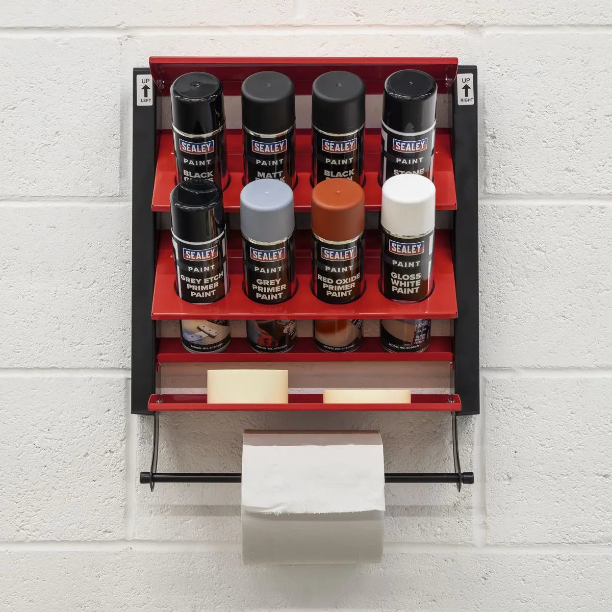 Sealey Spray Can Storage Rack with 8 Can Holders  White Rose Tools