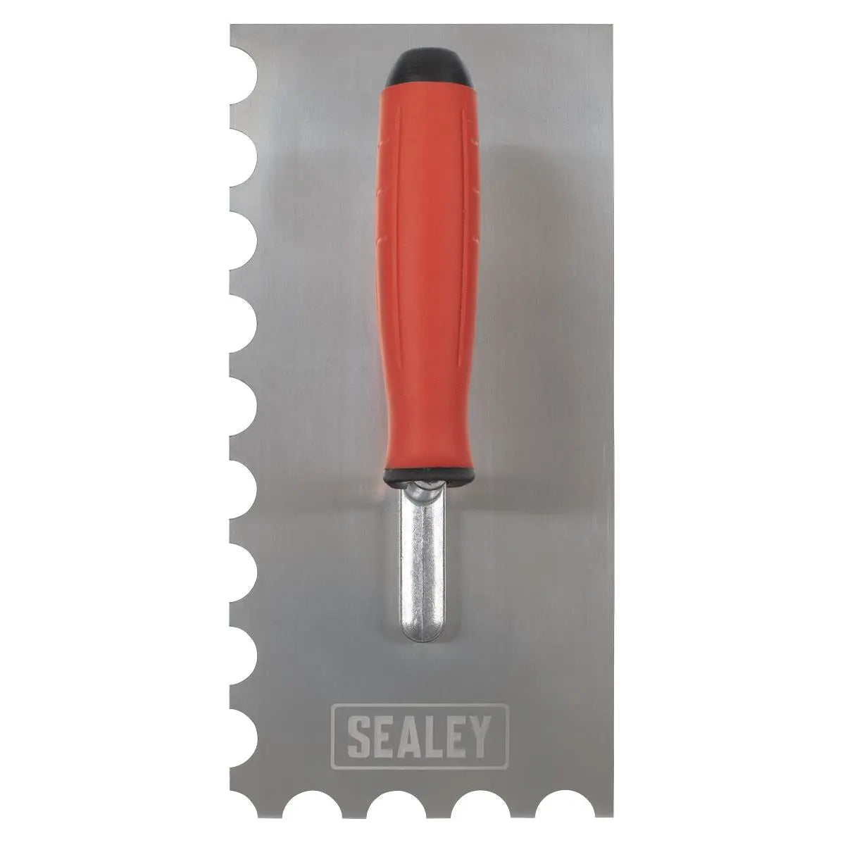 Sealey Stainless Steel 270mm Semicircle Tooth Trowel - Rubber Handle - Aluminium Foot  White Rose Tools