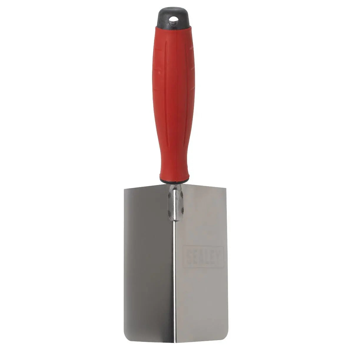 Sealey Stainless Steel External Corner Trowel - Rubber Handle - 120 x 60mm  White Rose Tools