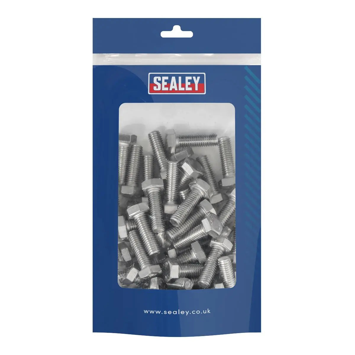 Sealey Stainless Steel Hex Head Set Screw DIN 933 - M8 X 25 A2 - Pack of 50  White Rose Tools