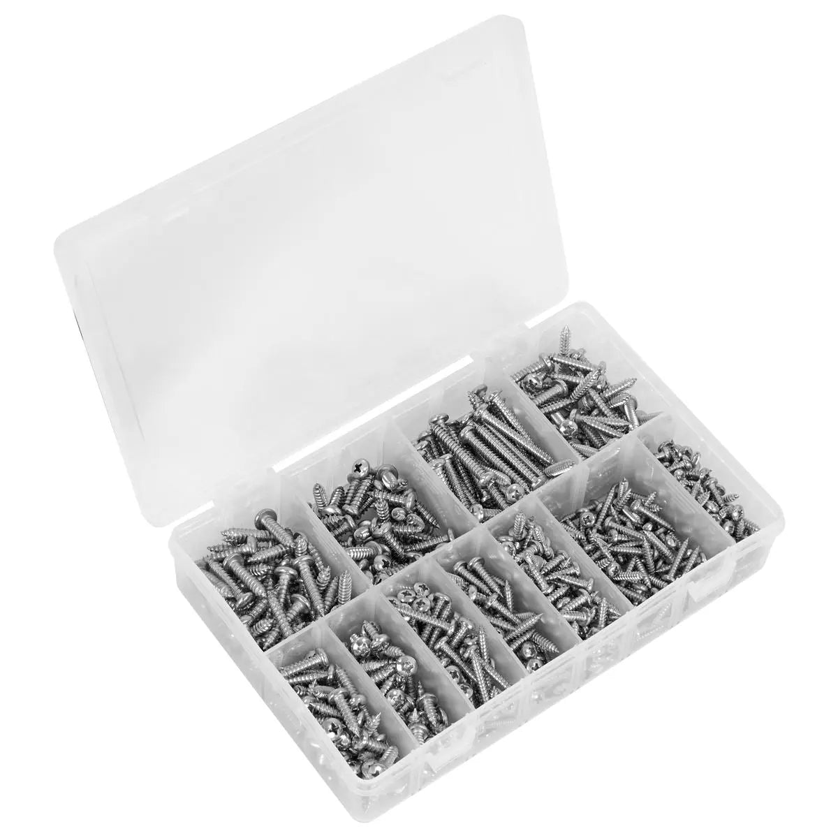 Sealey Stainless Steel Self-Tapping Screw Assortment 700pc  White Rose Tools