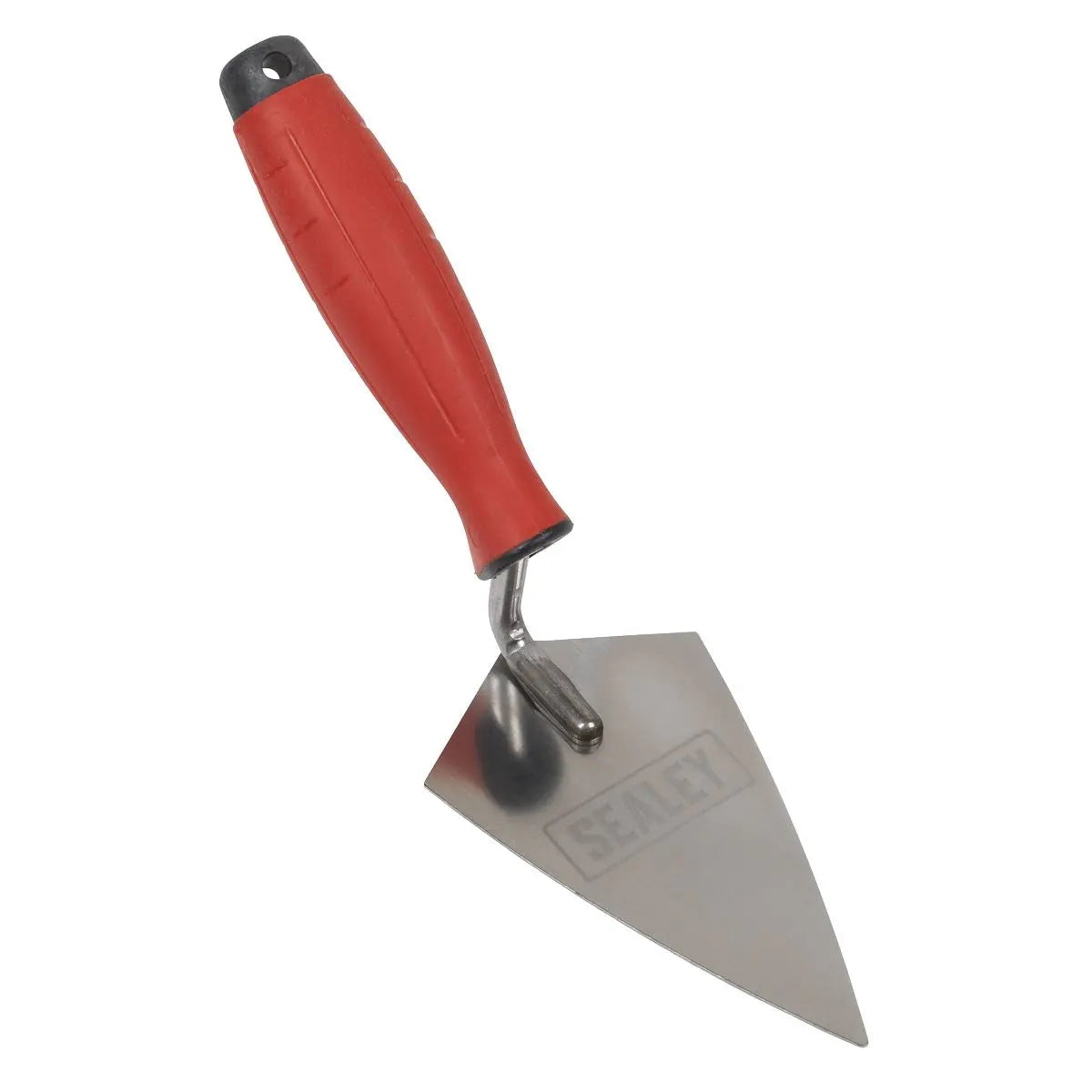 Sealey Stainless Steel Sharp Pointing Trowel - Rubber Handle - 140mm  White Rose Tools