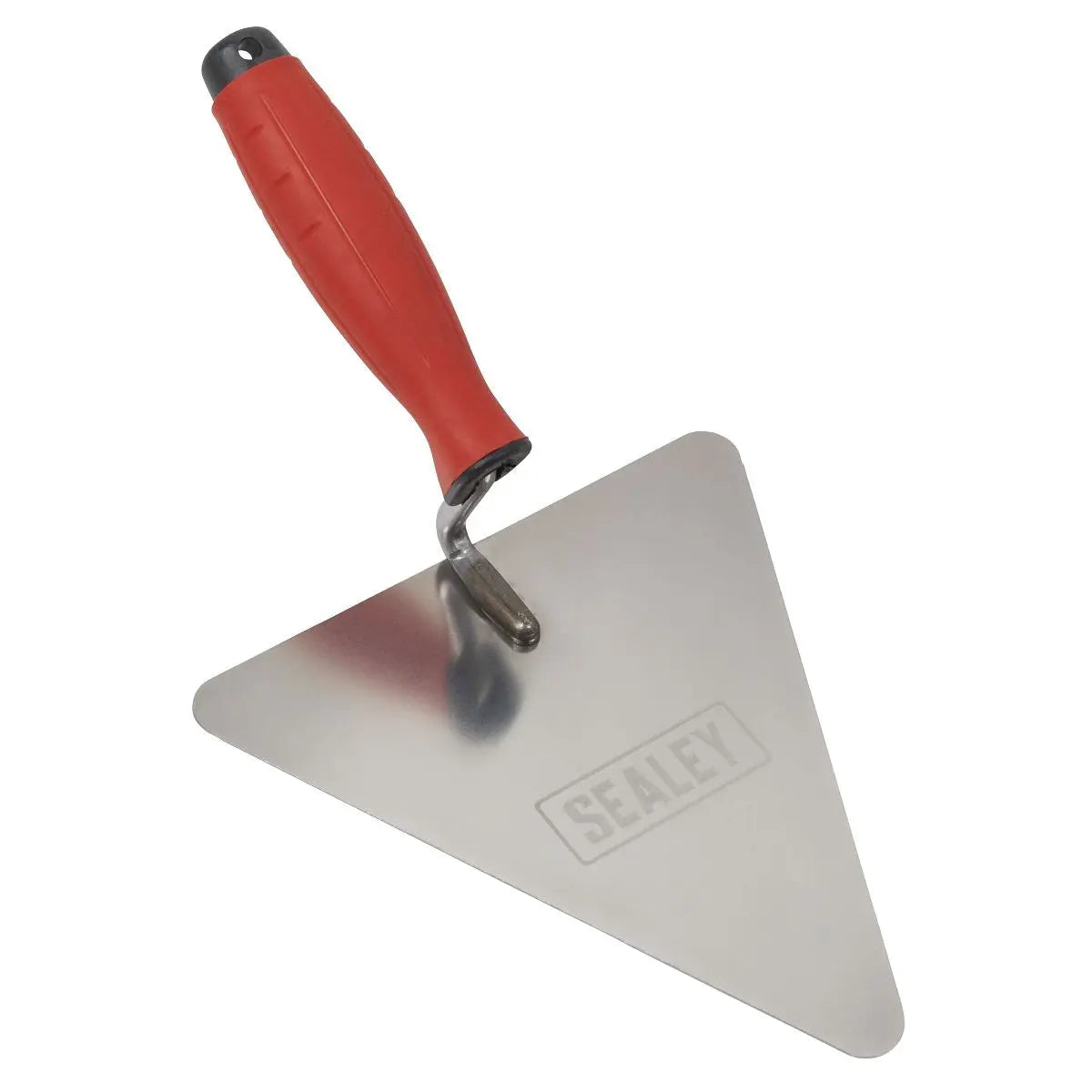 Sealey Stainless Steel Triangular Brick Trowel - Rubber Handle 180mm  White Rose Tools