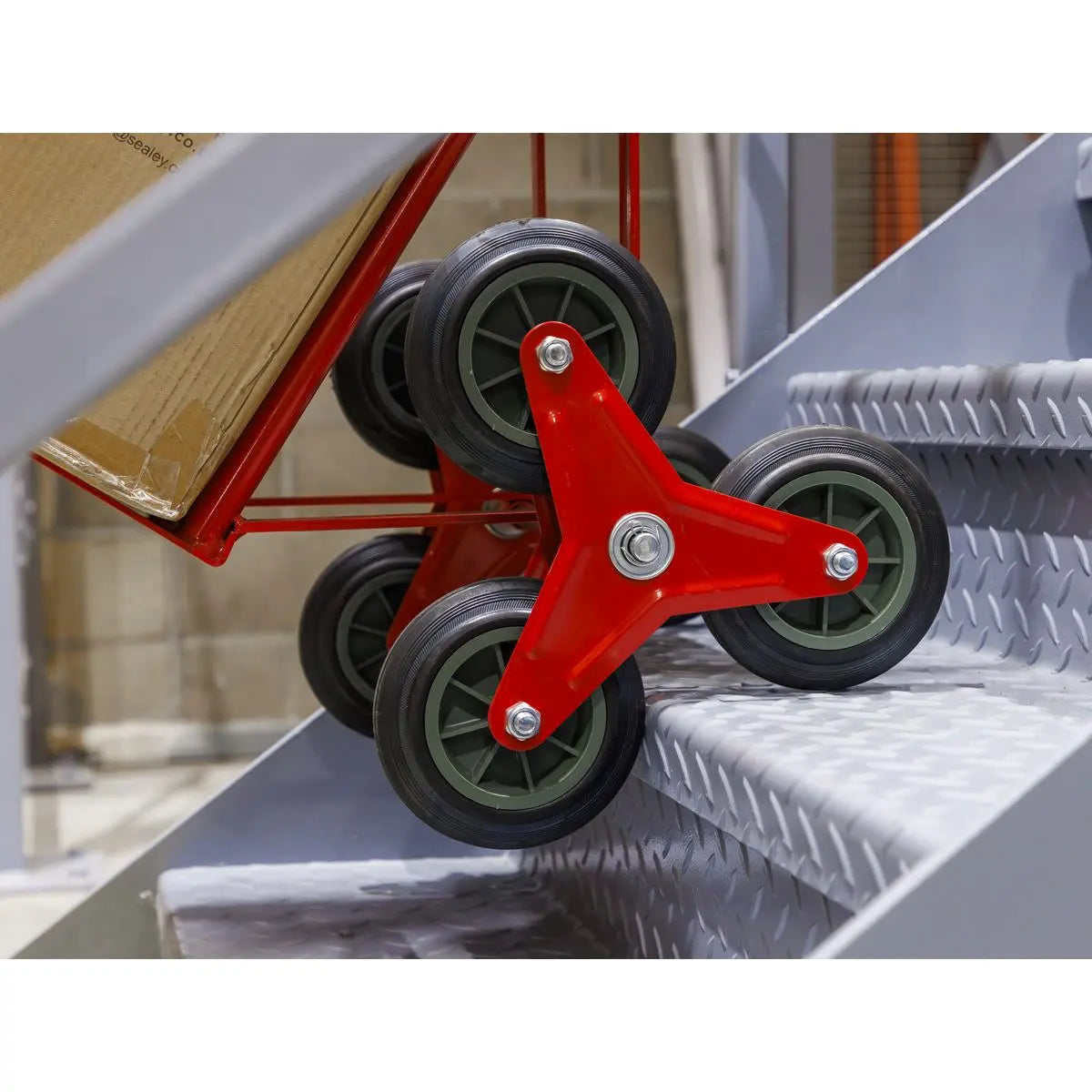 Sealey Stair Climbing Sack Truck with Solid Tyres 150kg Capacity  White Rose Tools