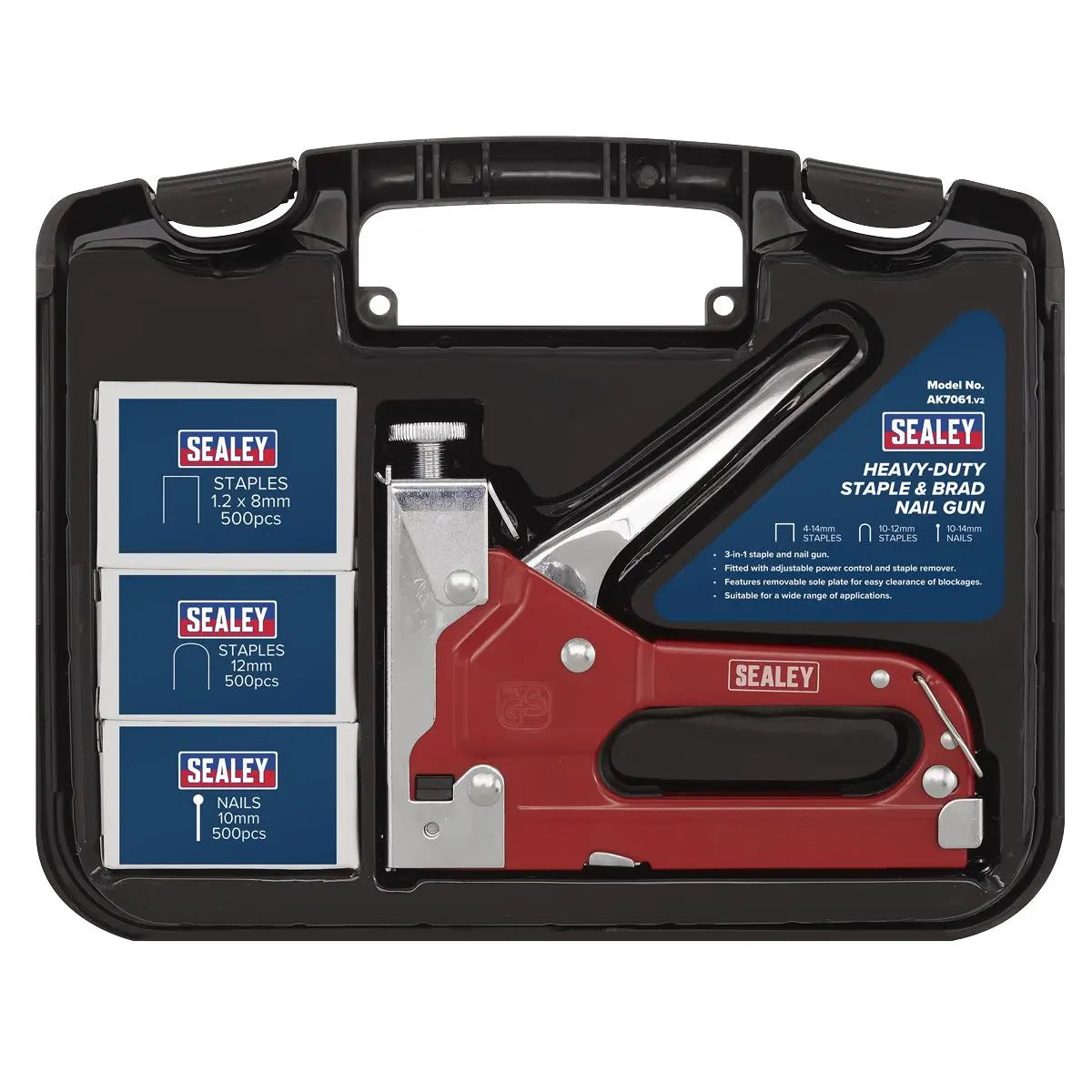 Sealey Staple & Brad Nail Gun Heavy-Duty 4-14mm 