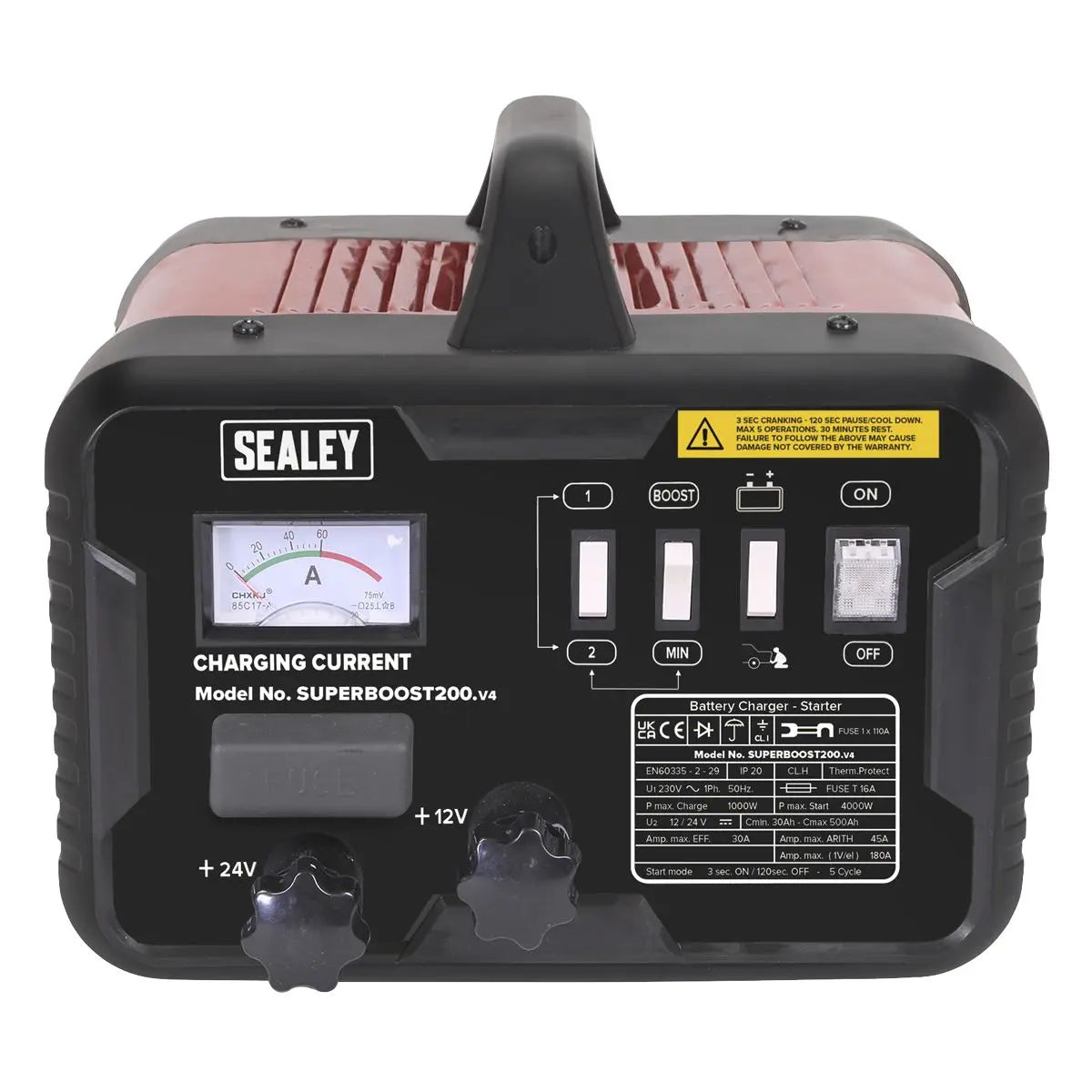 Sealey Starter/Charger 200/45A 12/24V 230V 