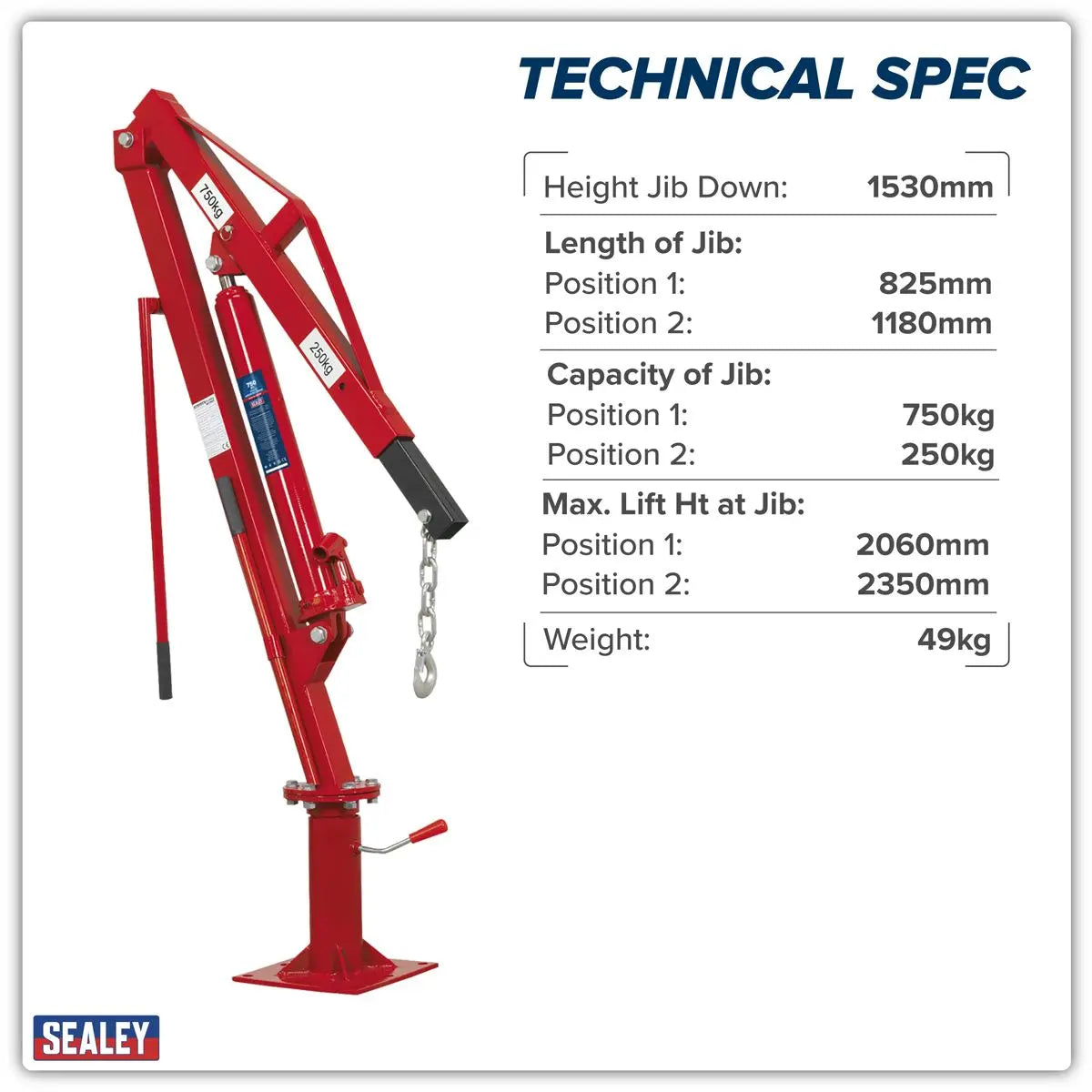 Sealey Static Mounted Crane 750kg  White Rose Tools