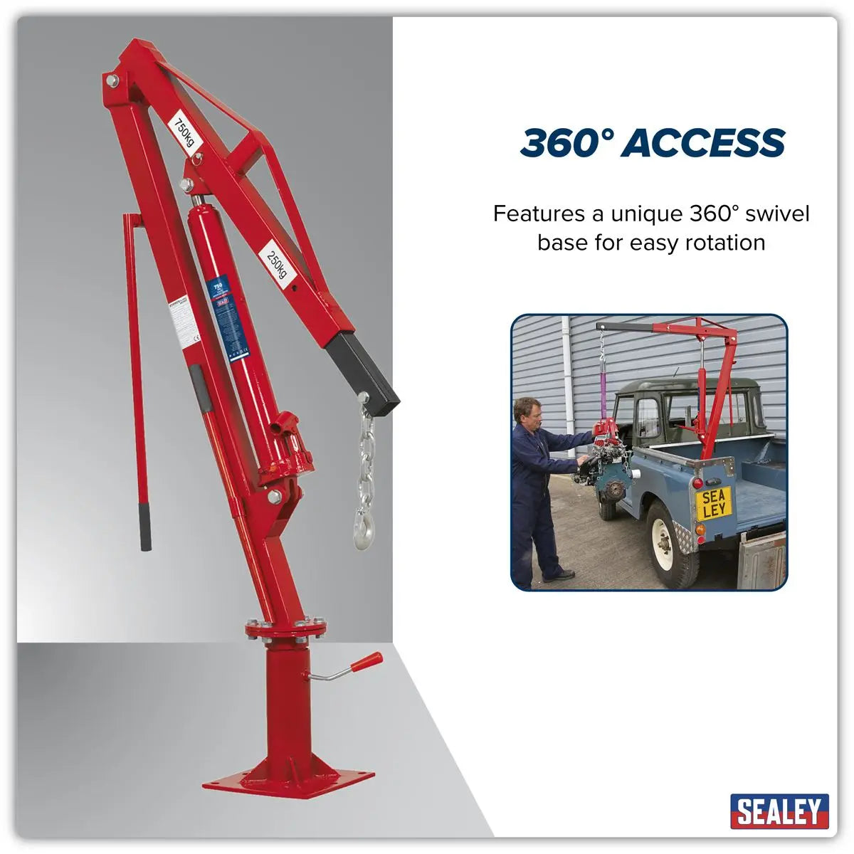 Sealey Static Mounted Crane 750kg  White Rose Tools