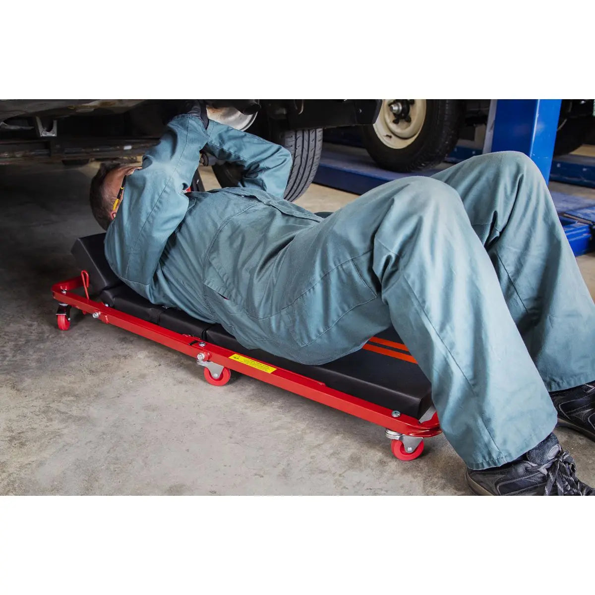 Sealey Steel Creeper/Seat with 7 Wheels & Adjustable Head Rest 