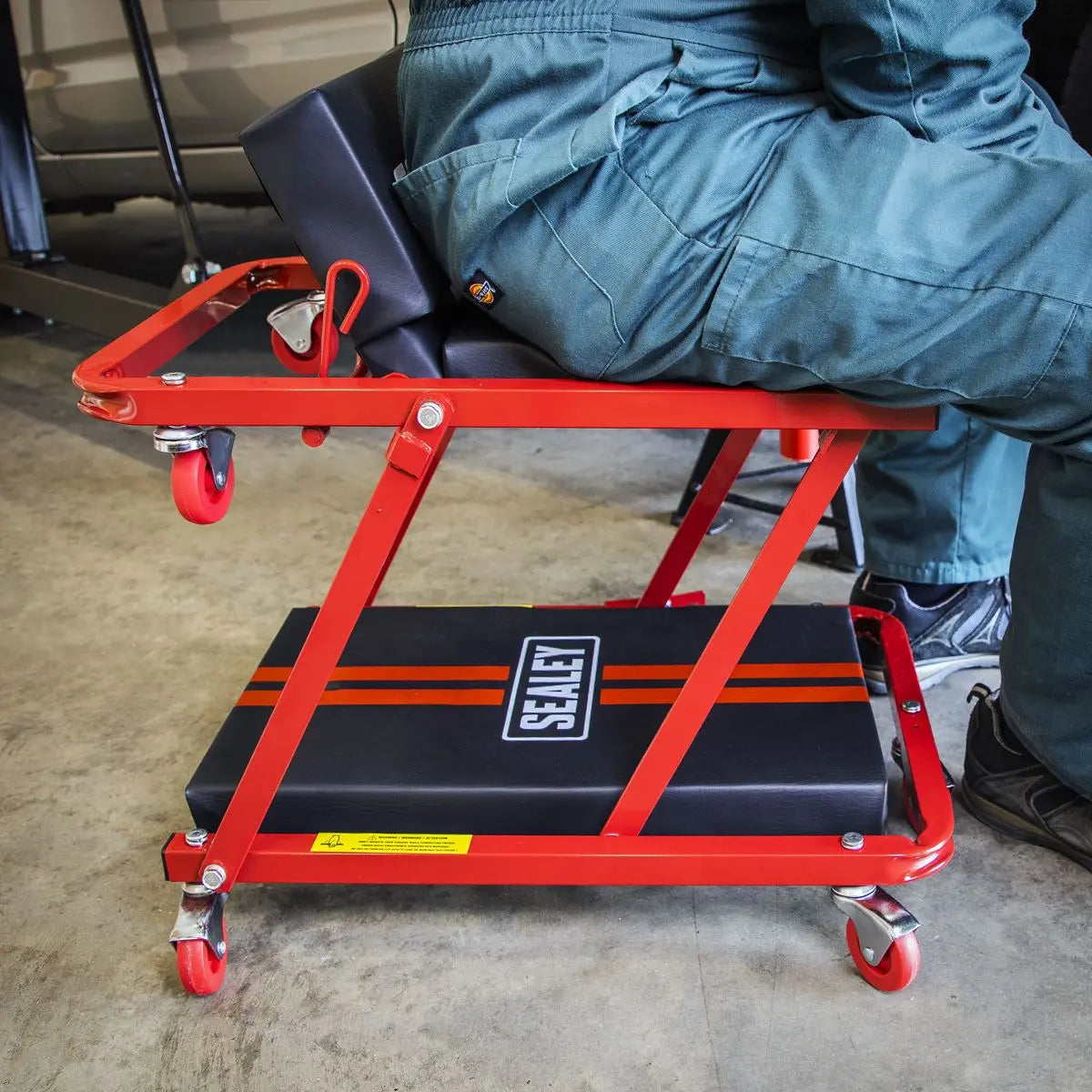 Sealey Steel Creeper/Seat with 7 Wheels & Adjustable Head Rest 