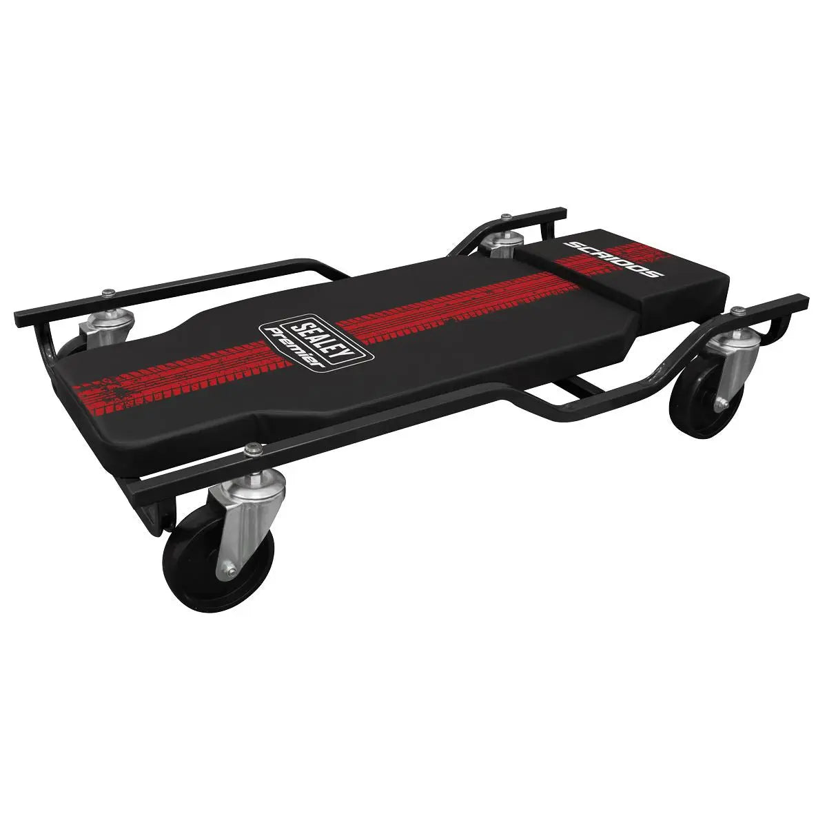 Sealey Steel Creeper with 4 Rough Ground Wheels  White Rose Tools