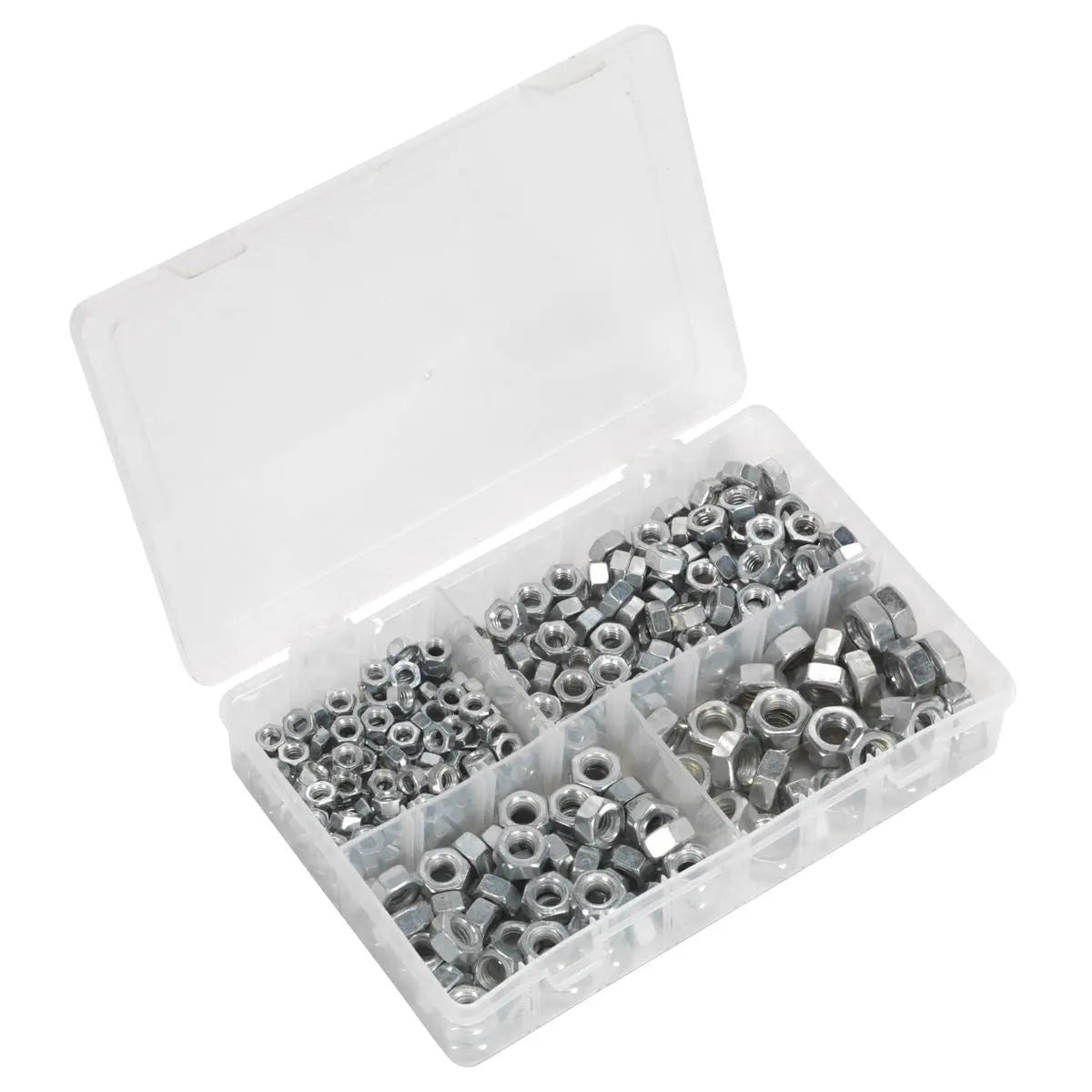 Sealey Steel Nut Assortment 320pc 1/4"-1/2"UNC  White Rose Tools