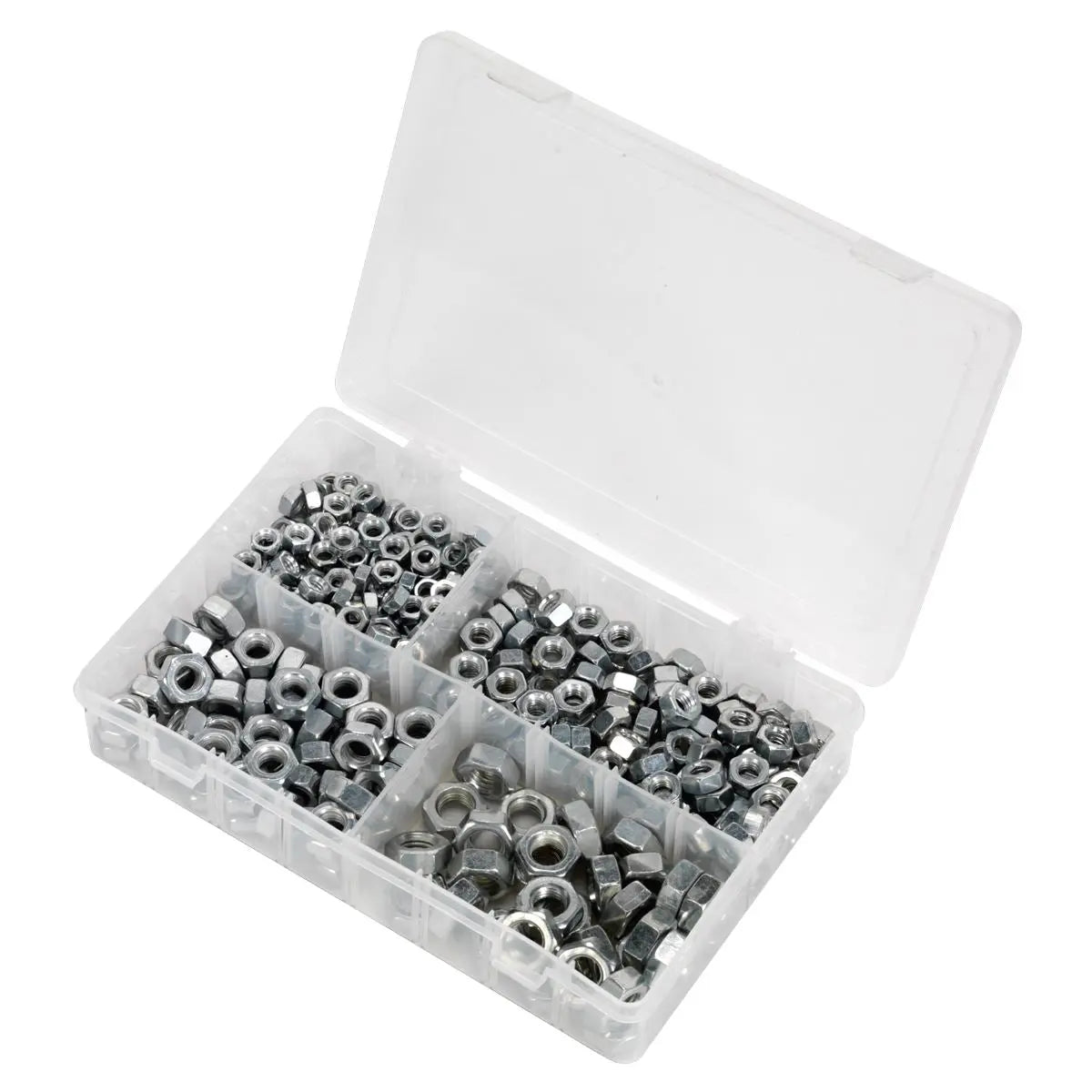 Sealey Steel Nut Assortment 320pc 1/4"-1/2"UNC  White Rose Tools