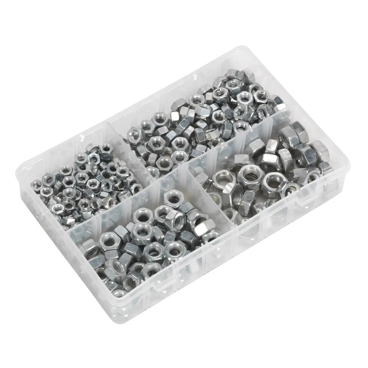 Sealey Steel Nut Assortment 320pc 1/4"-1/2"UNC  White Rose Tools