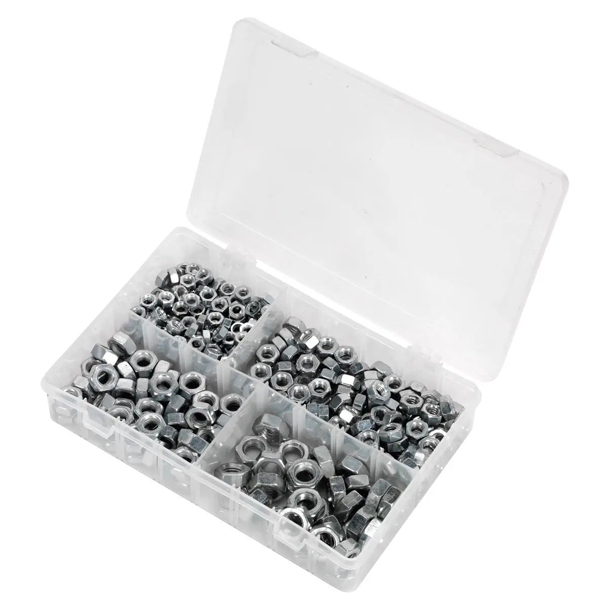 Sealey Steel Nut Assortment 320pc 1/4"-1/2"UNF  White Rose Tools