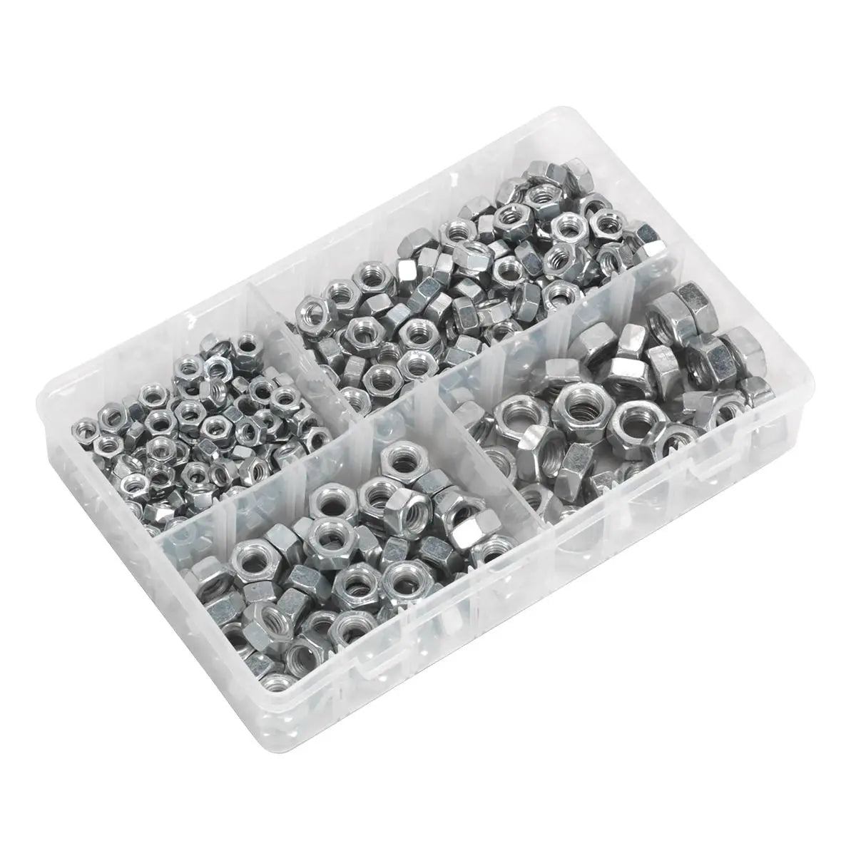 Sealey Steel Nut Assortment 320pc 1/4"-1/2"UNF  White Rose Tools