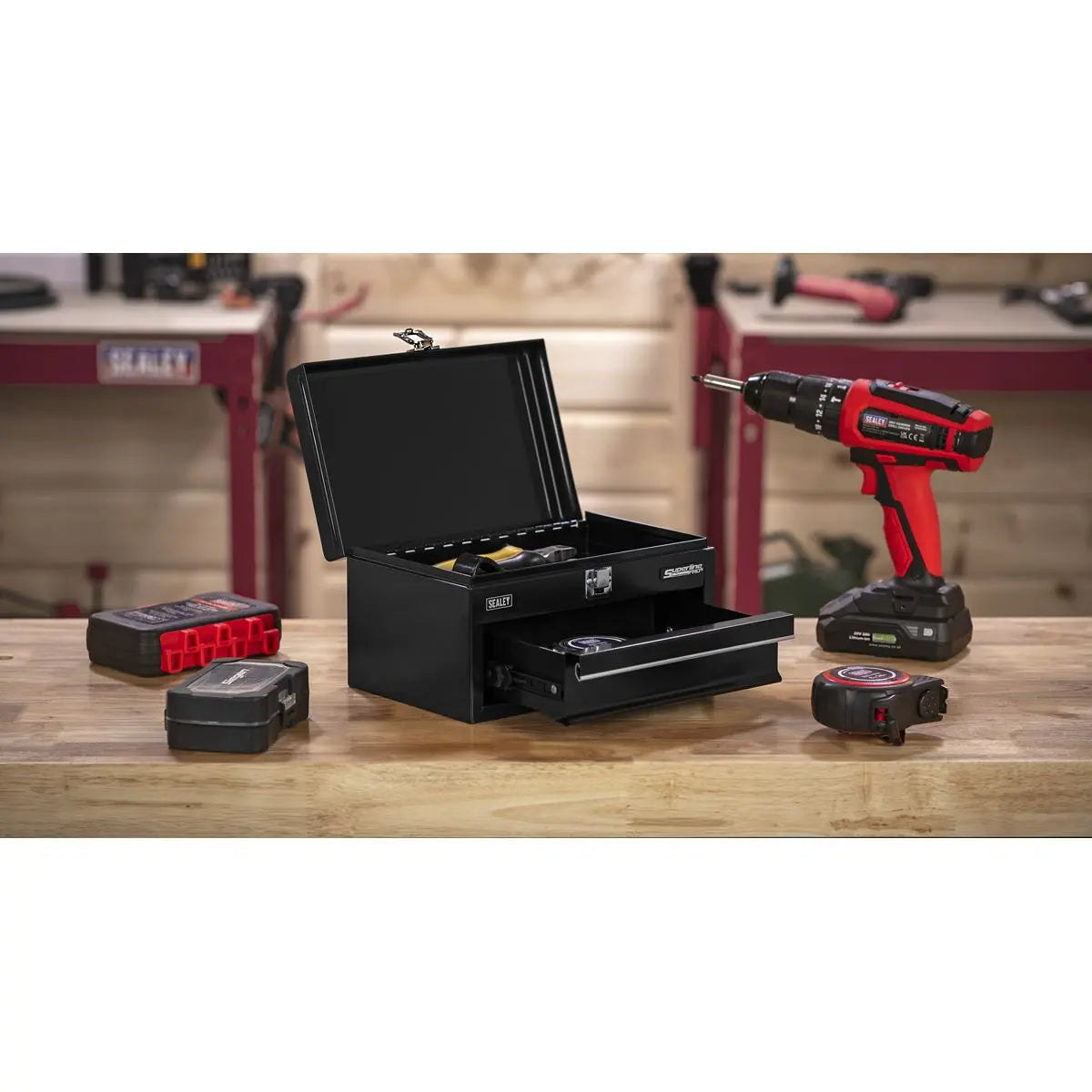 Sealey Superline Pro 1 Drawer Mini Toolbox Black  White Rose Tools