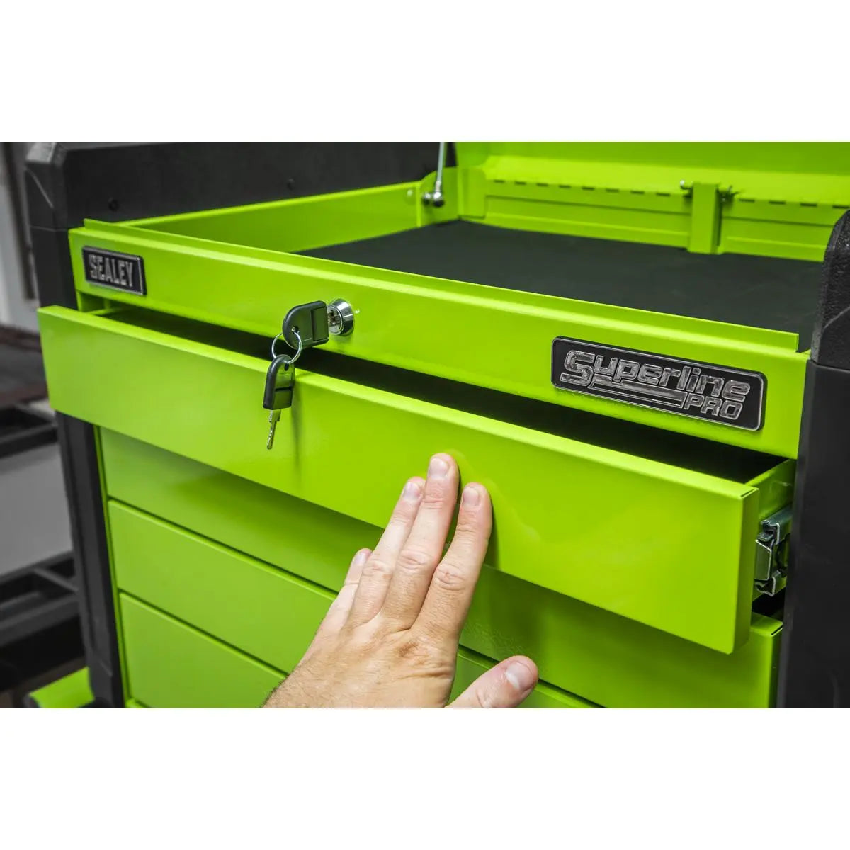 Sealey Superline Pro 4 Drawer Push-to-Open Topchest with Ball-Bearing Slides - Green 