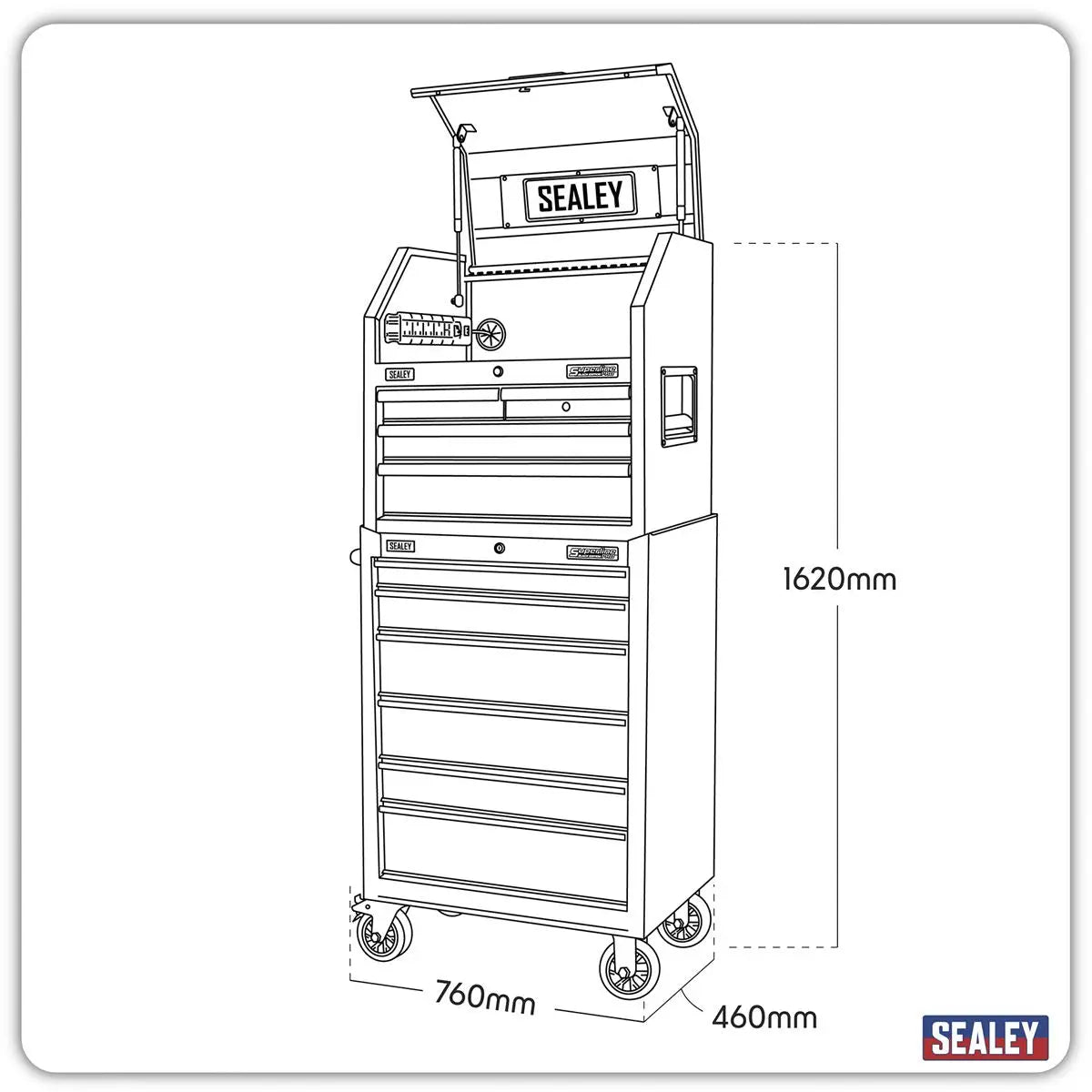 Sealey Superline Pro 9 Drawer Tool Chest Combination with Power Strip 