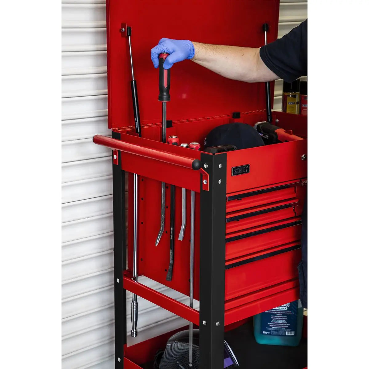 Sealey Superline Pro Heavy-Duty Mobile Tool & Parts Trolley with 5 Drawers & Lockable Top 