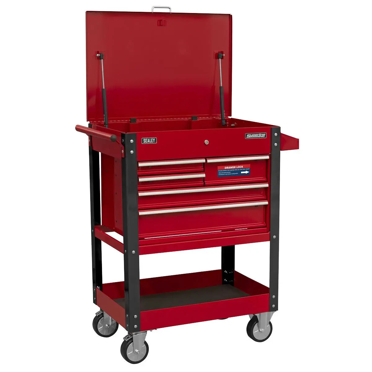 Sealey Superline Pro Heavy-Duty Mobile Tool & Parts Trolley with 5 Drawers & Lockable Top 