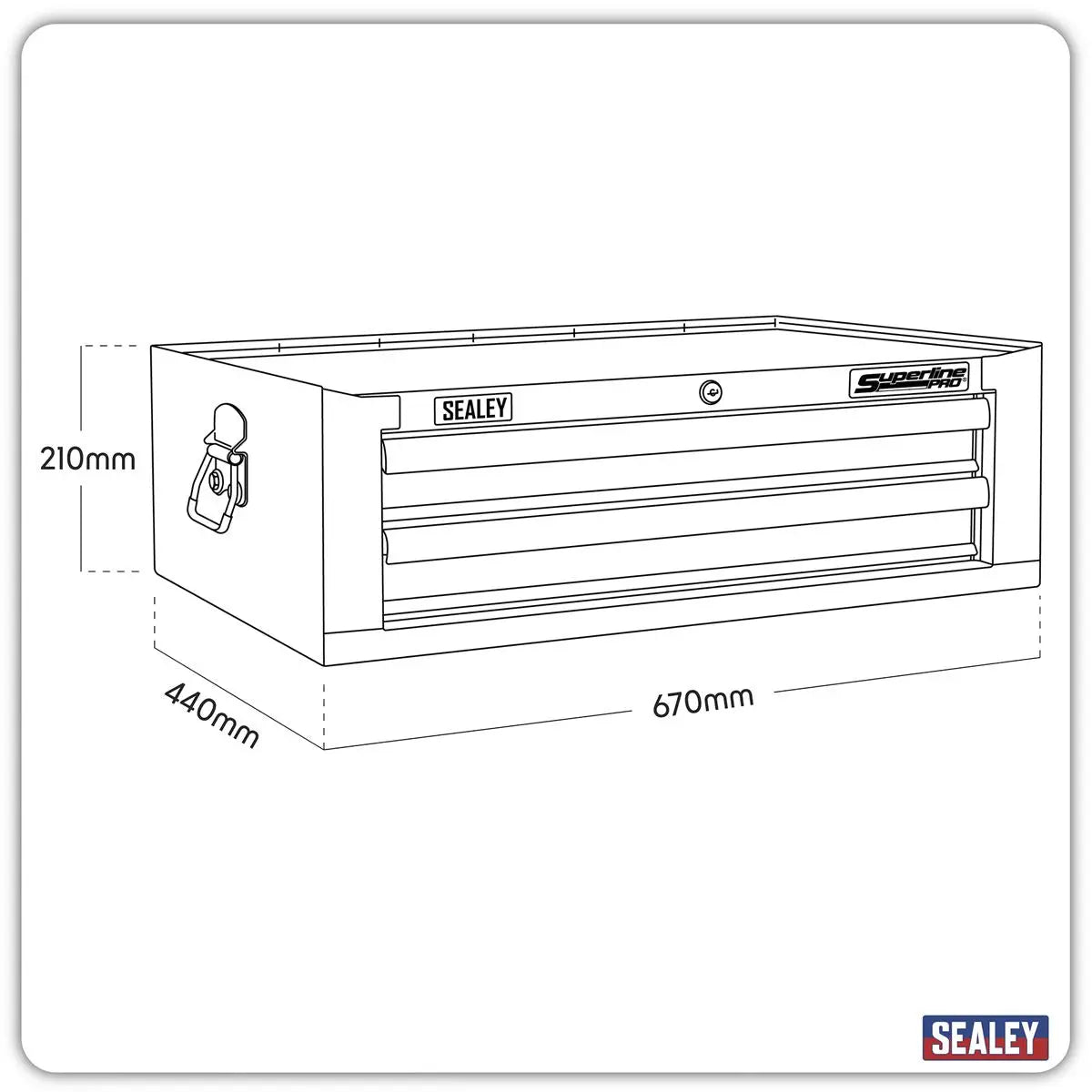 Sealey Superline Pro Mid-Box 2 Drawer Tool Chest with Ball-Bearing Slides - Blue 