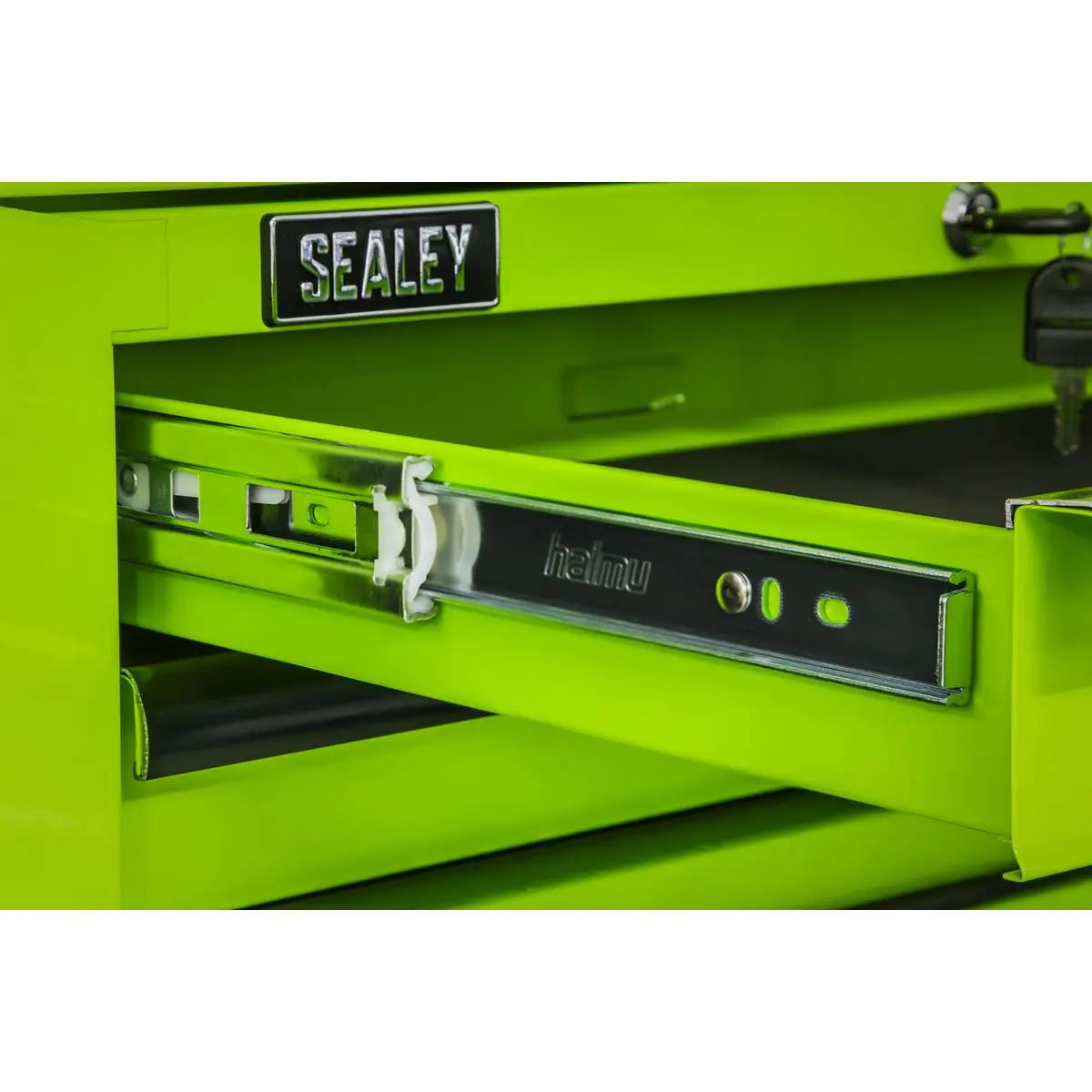 Sealey Superline Pro Mid-Box Tool Chest 2 Drawer with Ball-Bearing Slides - Green/Black  White Rose Tools