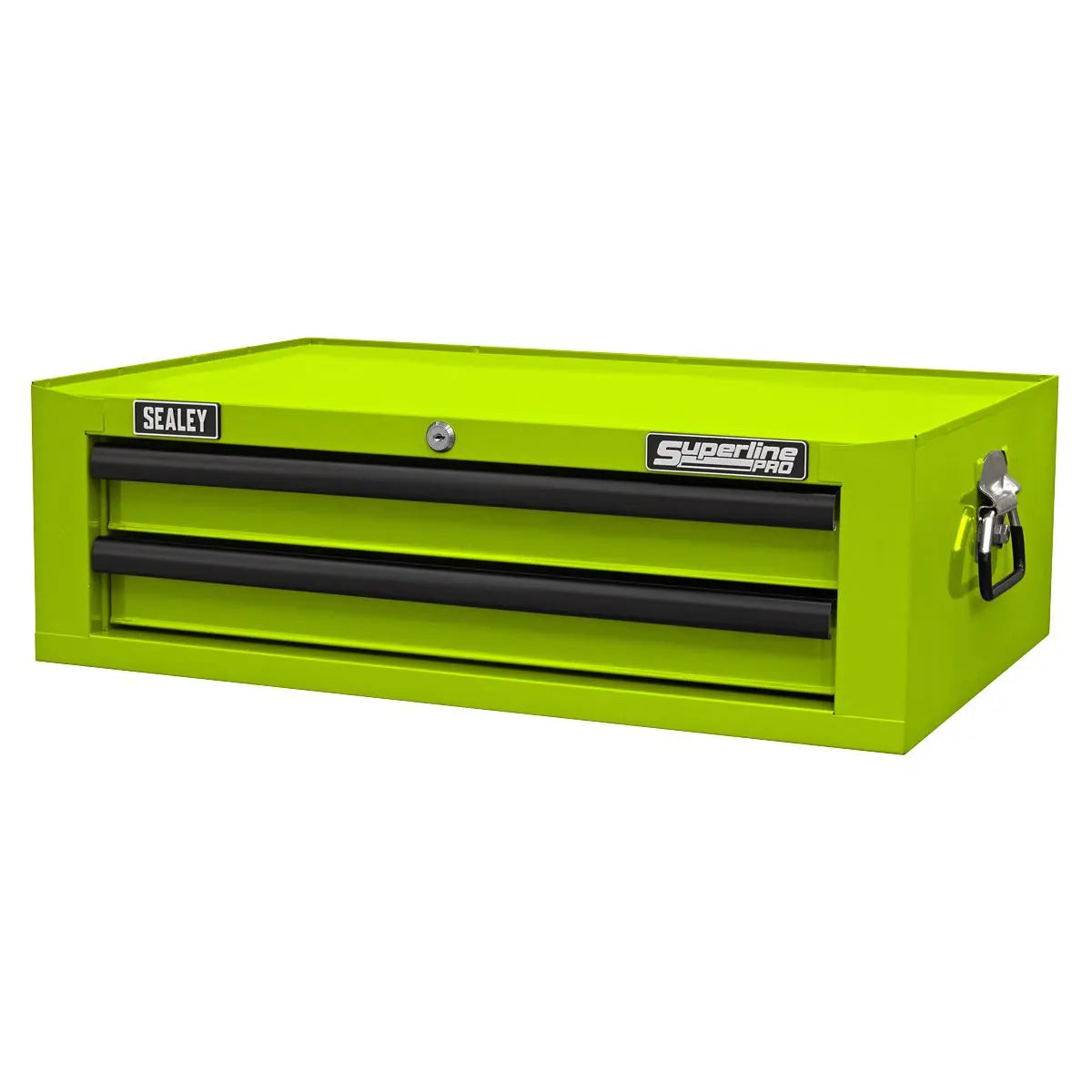 Sealey Superline Pro Mid-Box Tool Chest 2 Drawer with Ball-Bearing Slides - Green/Black  White Rose Tools